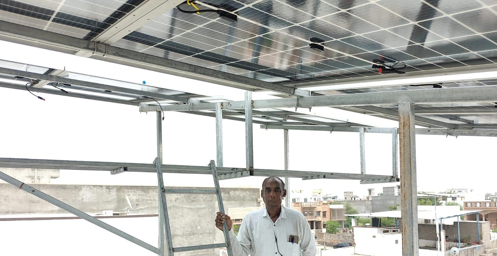 Structure fabrication in progress by Balaji Solar & Steel Fabrication in Bajrang Colony, Balotra