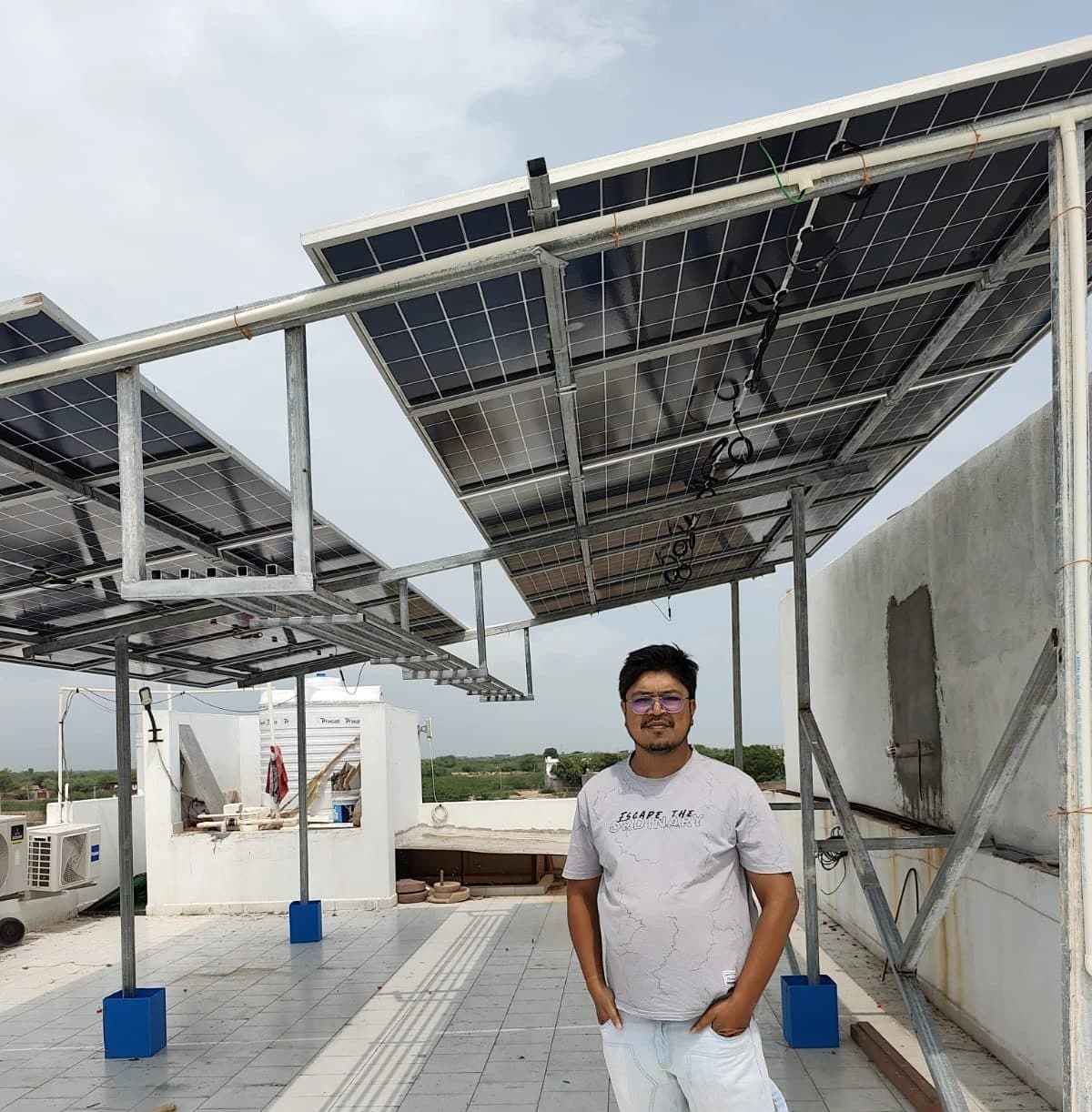 Elevated rooftop structure by Balaji Solar & Steel Fabrication in Sukh Sagar Colony, Balotra, Rajasthan